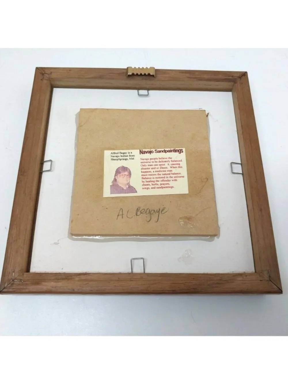 Navajo Sandpainting Signed Begay Rustic Wooden Frame 7